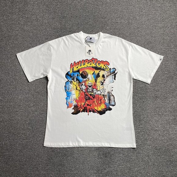 Warren Lotas Basketball Themed White T Shirt Hellrazors Short Sleeve